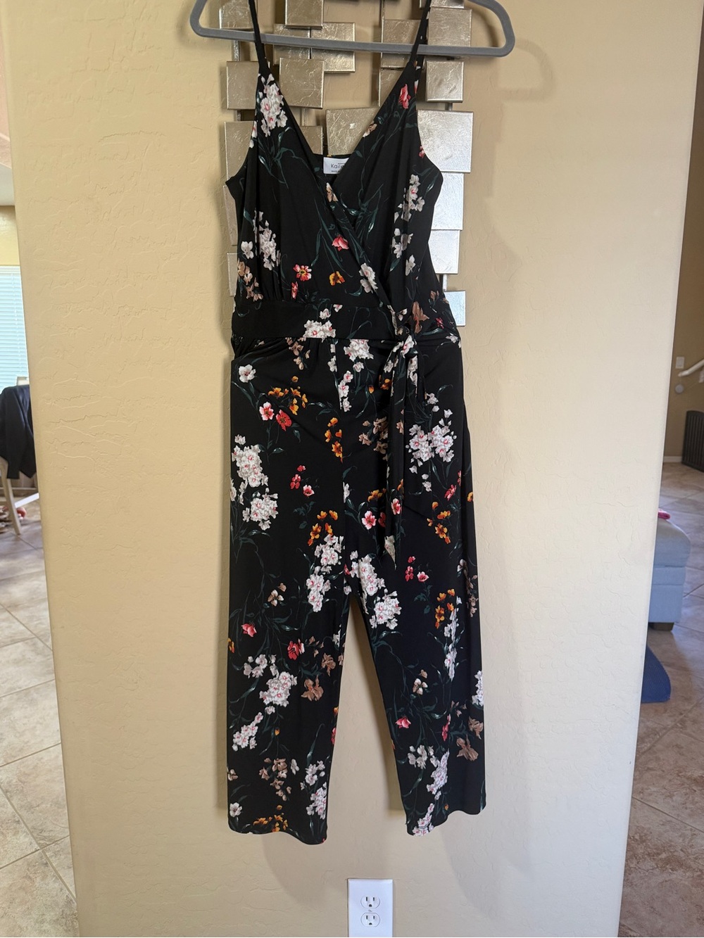 Kaileigh Black Floral Sleeveless Wrap-Style Jumpsuit